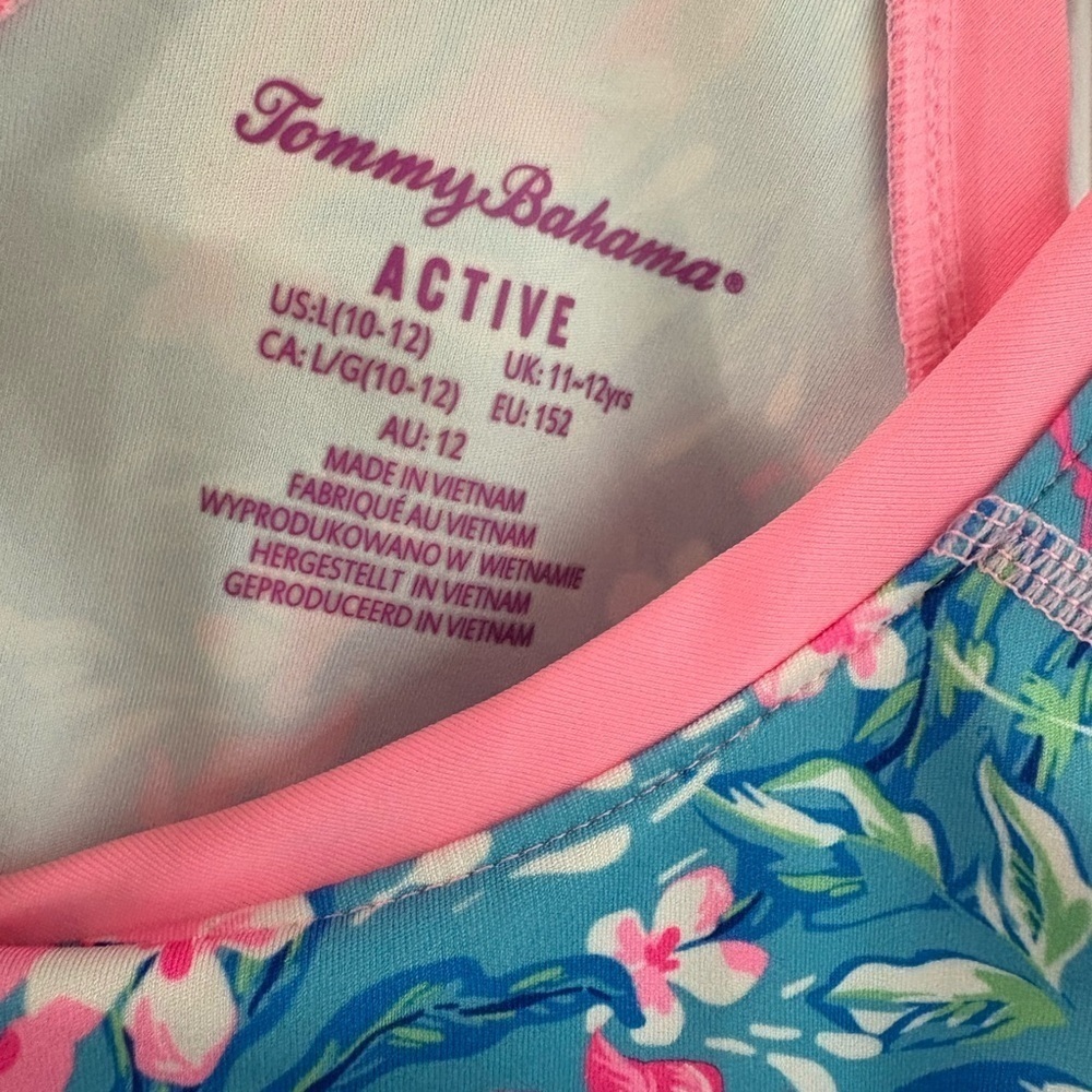 Tommy Bahama Active Floral Resort Dress Girls Size Large 10-12 Athletic Stretch - Picture 3 of 4